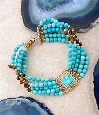 Barse Turquoise Magnesite and Tiger's Eye Desert Sky Line Bracelet