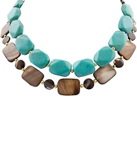 Barse Turquoise Magnesite and Tiger's Eye Desert Sky Short Multi Strand Necklace