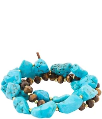 Barse Turquoise Magnesite and Tiger's Eye Desert Sky Stretch Bracelet Set