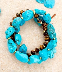 Barse Turquoise Magnesite and Tiger's Eye Desert Sky Stretch Bracelet Set