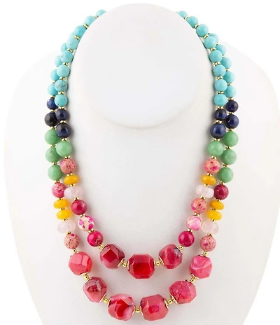 Barse Colorful Serape Multi Stone Statement Necklace
