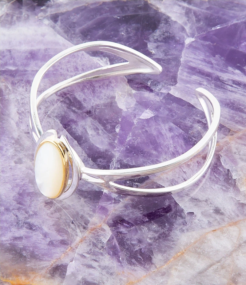 Barse Shine Bright Mother of Pearl Cuff Bracelet