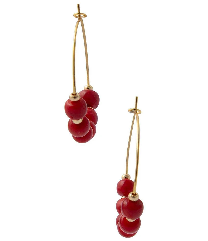 Barse Valentina Coral Beaded Hoop Earrings