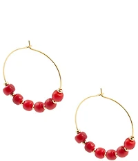 Barse Valentina Coral Beaded Hoop Earrings