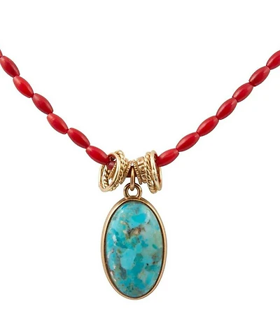Barse Valentina Turquoise Coral Short Pendant Necklace