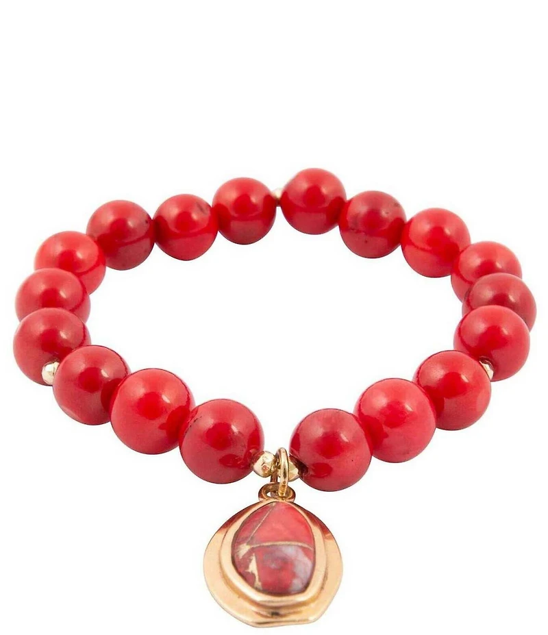 Barse Victoria Metal Infused Magnesite Beaded Stretch Bracelet