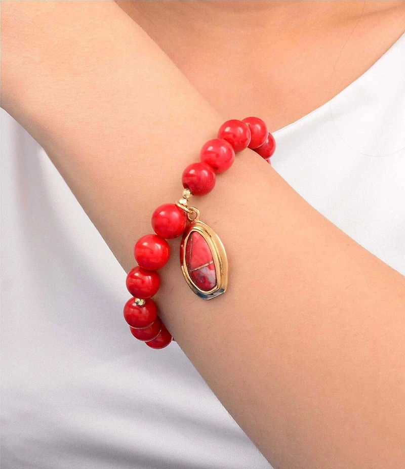 Barse Victoria Metal Infused Magnesite Beaded Stretch Bracelet