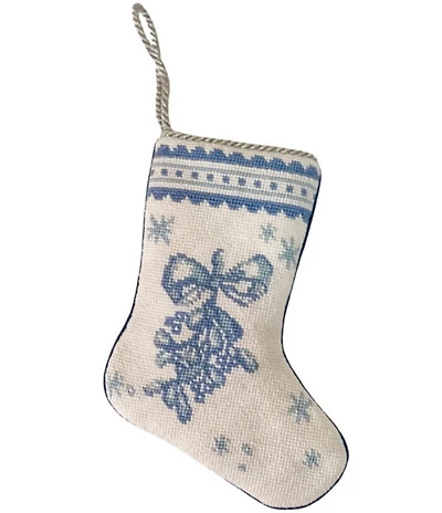 Bauble Stockings Limited Edition Pearly Gates Designs Mistletoe Magic in Toile Needlepoint Stocking