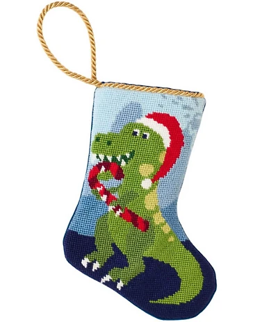 Bauble Stockings Roar Dinosaur Needlepoint Stocking