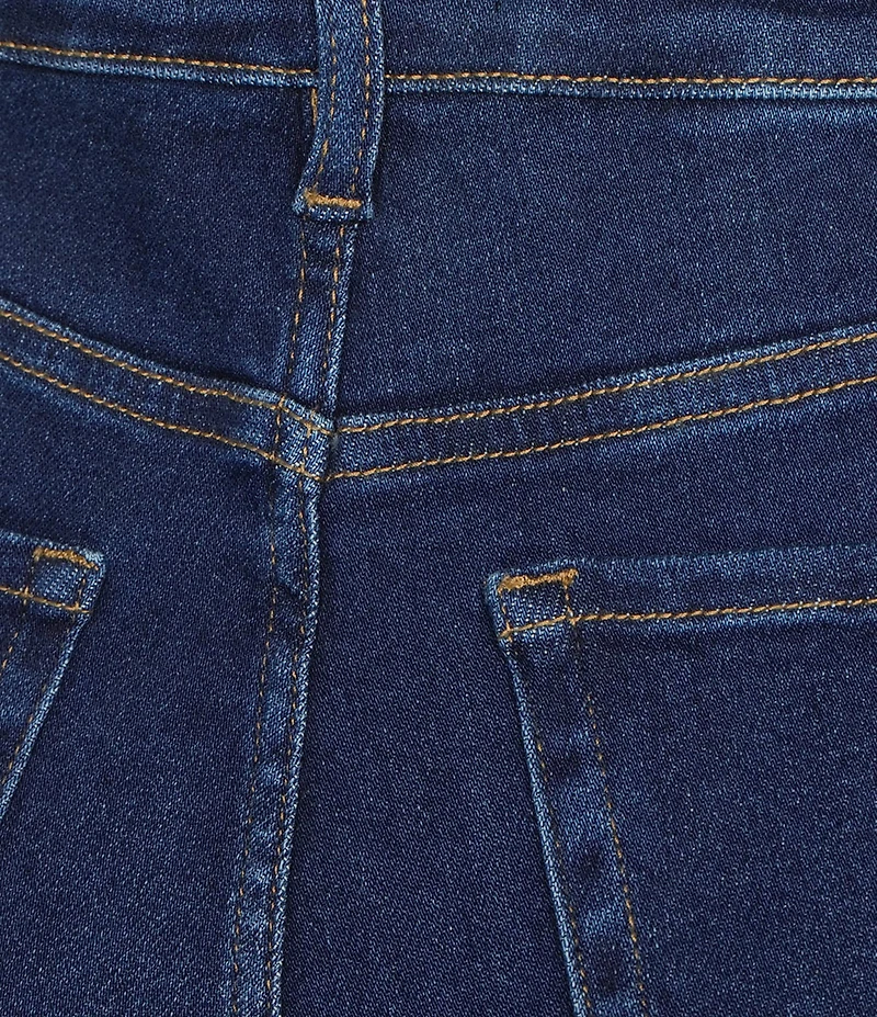 Bayeas Dark Wash Stretch Denim High Rise Wide Leg Ankle Jeans