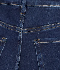 Bayeas Dark Wash Stretch Denim High Rise Wide Leg Ankle Jeans