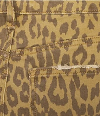 Bayeas Leopard Print Stretch Denim Mid Rise Straight Leg Jeans