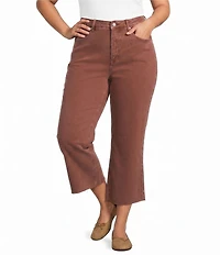 Bayeas Plus Size High Rise Wide Leg Raw Hem Crop Jeans