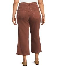 Bayeas Plus Size High Rise Wide Leg Raw Hem Crop Jeans