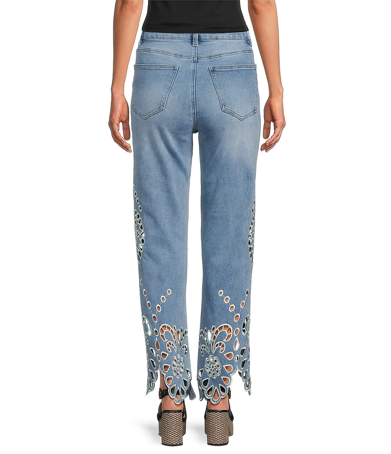 Bayeas Stretch Denim Embroidered High Rise Flare Jeans