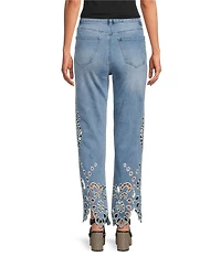 Bayeas Stretch Denim Embroidered High Rise Flare Jeans