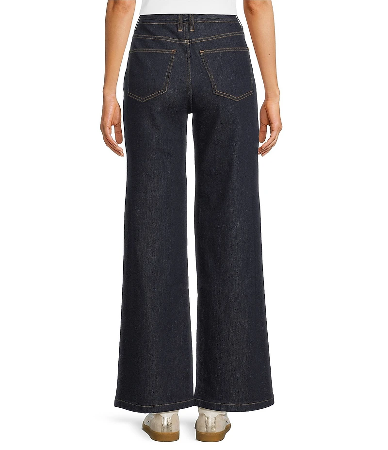 Bayeas Stretch Denim High Rise Belted Wide Leg Jeans