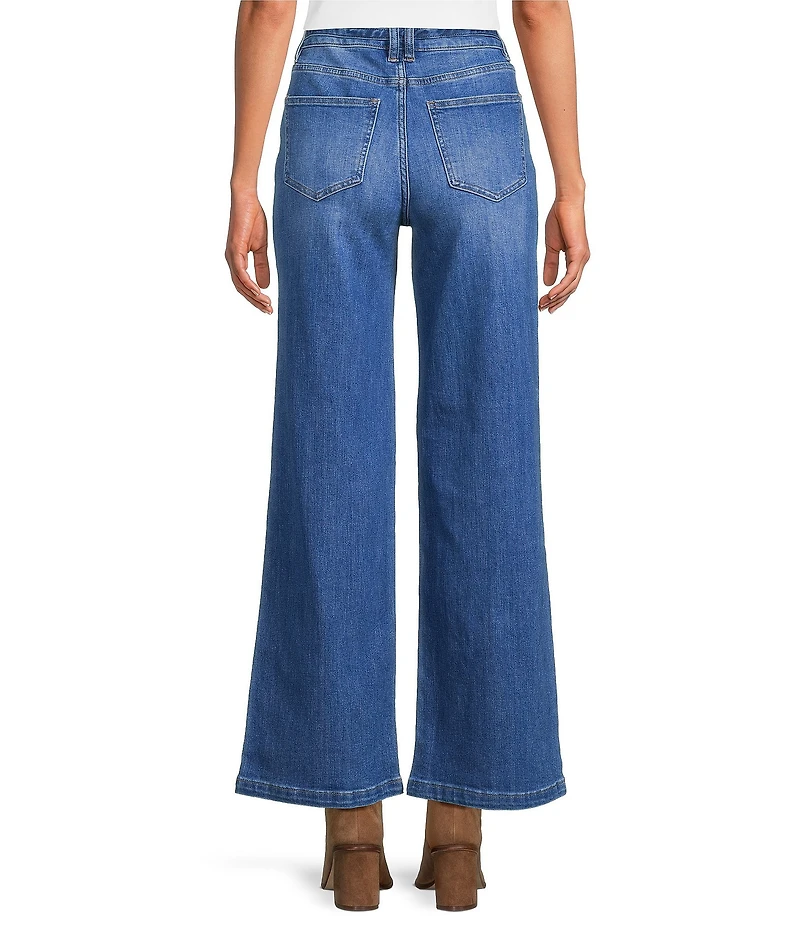 Bayeas Stretch Denim High Rise Belted Wide Leg Jeans