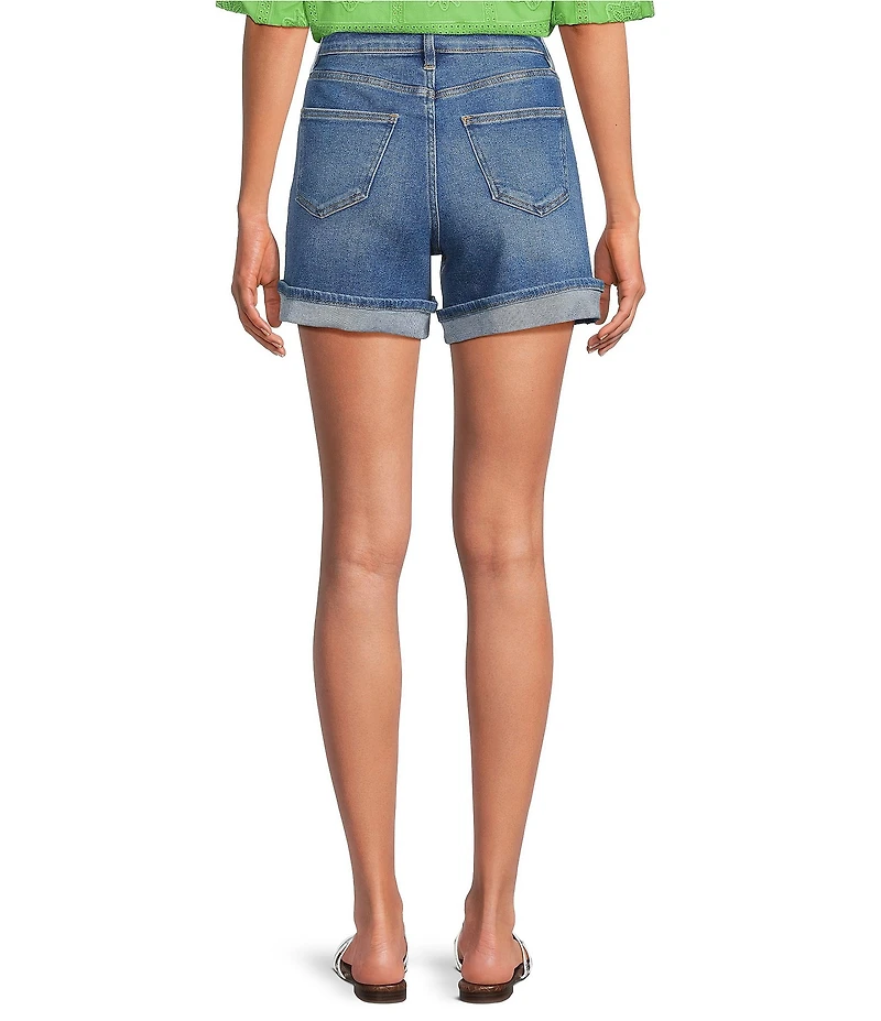 Bayeas Stretch Denim High Rise Cuff Hem Shorts