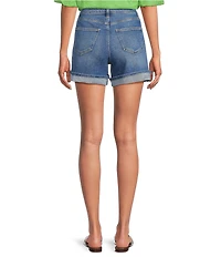 Bayeas Stretch Denim High Rise Cuff Hem Shorts