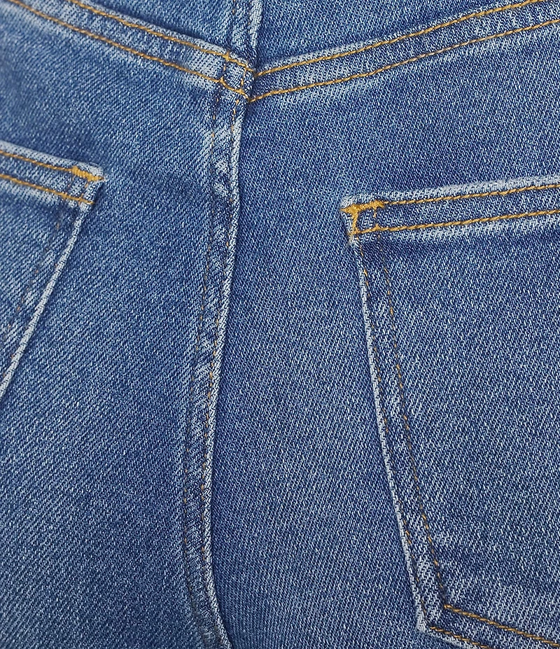 Bayeas Stretch Denim High Rise Cuff Hem Shorts