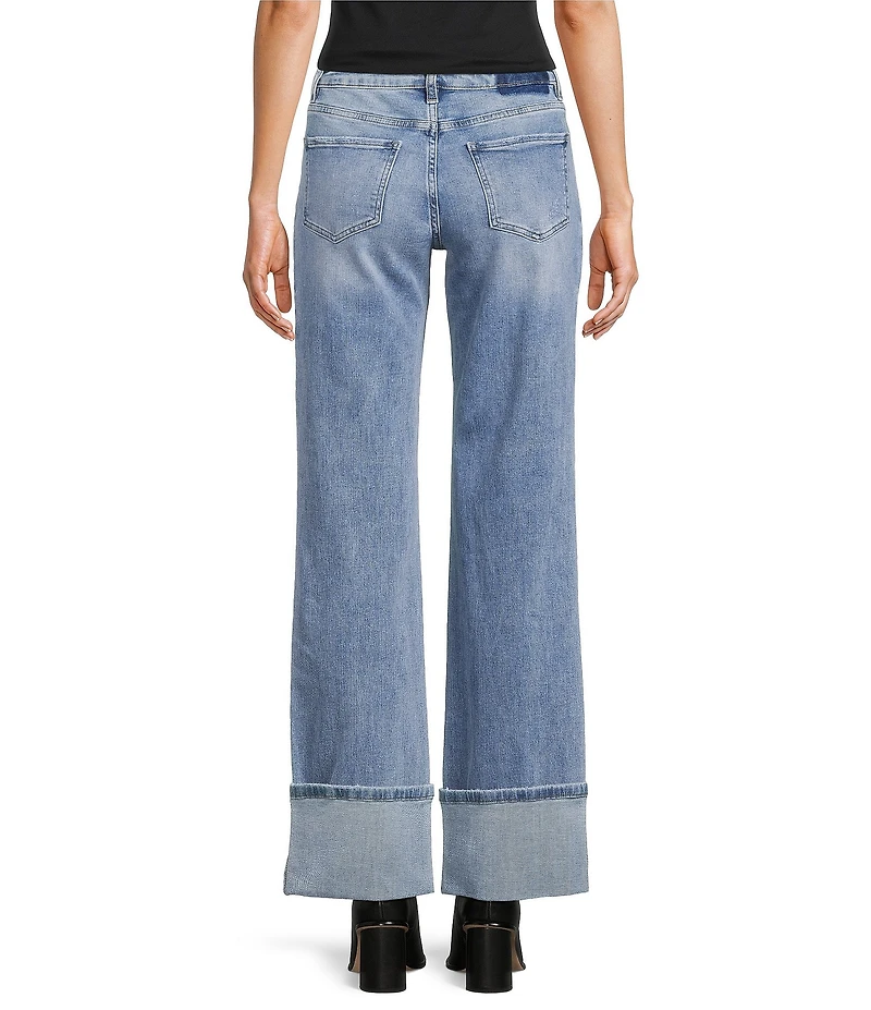 Bayeas Stretch Denim High Rise Cuffed Straight Leg Jeans