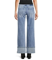 Bayeas Stretch Denim High Rise Cuffed Straight Leg Jeans