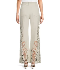 Bayeas Stretch Denim High Rise Laser Cut Wide Leg Jeans