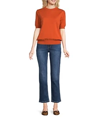 Bayeas Stretch Denim High Rise Straight Leg Ankle Jeans