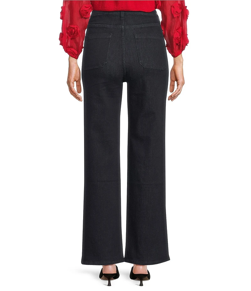 Bayeas Stretch Denim High Rise Wide Leg Ankle Jeans