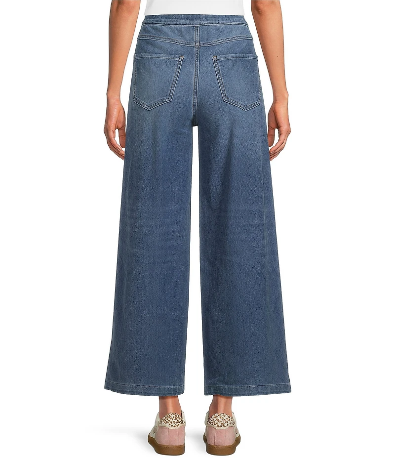 Bayeas Stretch Denim High Rise Wide Leg Cropped Jeans