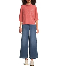 Bayeas Stretch Denim High Rise Wide Leg Cropped Jeans