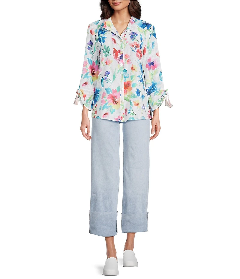 Bayeas Stretch Denim High Rise Wide Leg Cropped Jeans