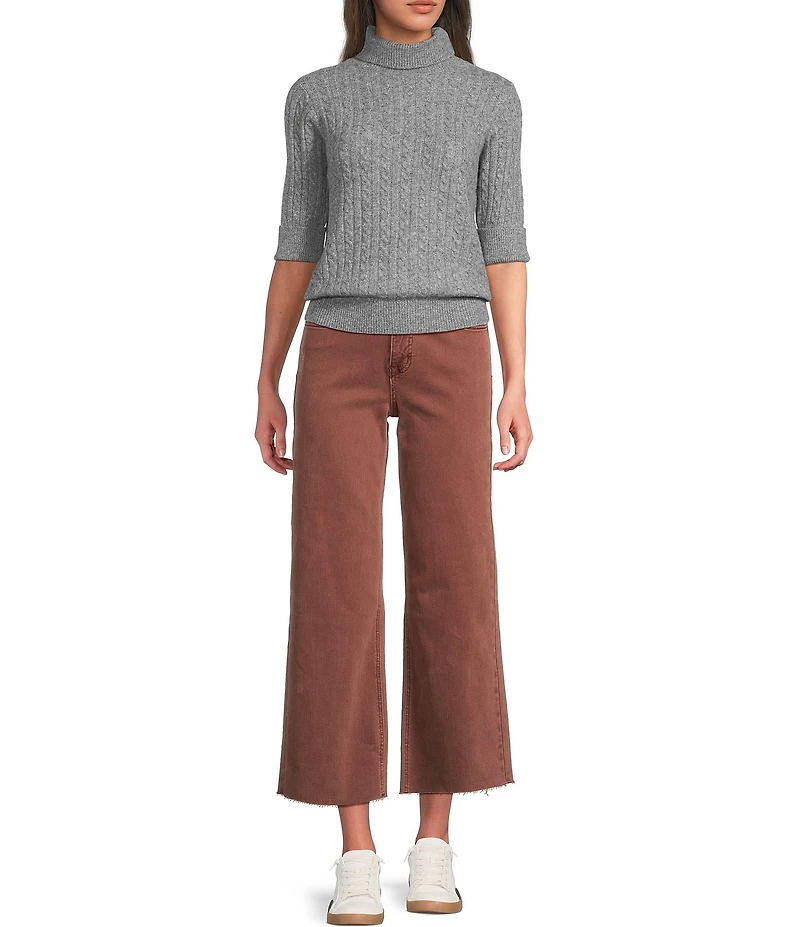 Bayeas Stretch Denim High Rise Wide Leg Jeans