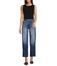 Bayeas Stretch Denim High Rise Wide Leg Jeans