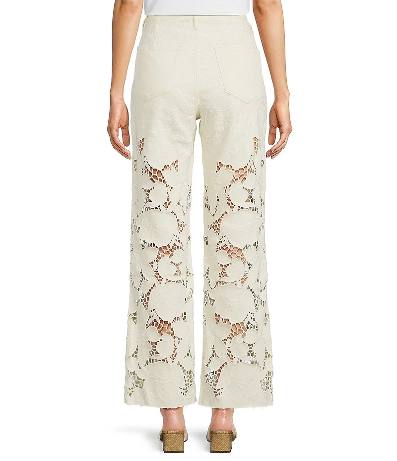 Bayeas Stretch Denim Lace High Rise Wide Leg Jeans