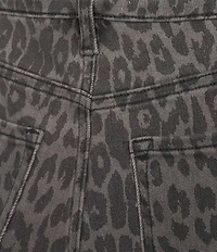 Bayeas Stretch Denim Leopard Print Wide Leg Jeans