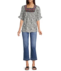 Bayeas Stretch Denim Mid Rise Straight Leg Jeans