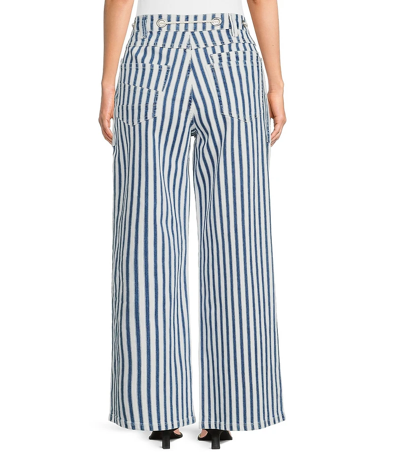 Bayeas Tamsin Stretch Denim Striped High Rise Wide Leg Pant