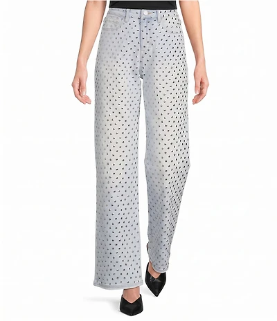 Bayeas Valentine Denim Studded High Rise Straight Leg Jean