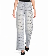 Bayeas Valentine Denim Studded High Rise Straight Leg Jean