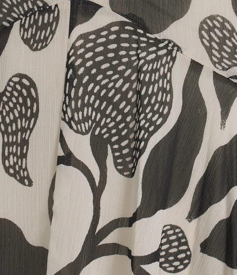 BCBC Floral Print V-Neck Short Sleeve Chiffon A-Line Midi Dress