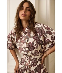 BCBG Collard Short Sleeve Fit & Flare Dress