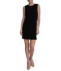 BCBG Crew Neck Sleeveless Scuba Crepe Shift Mini Dress