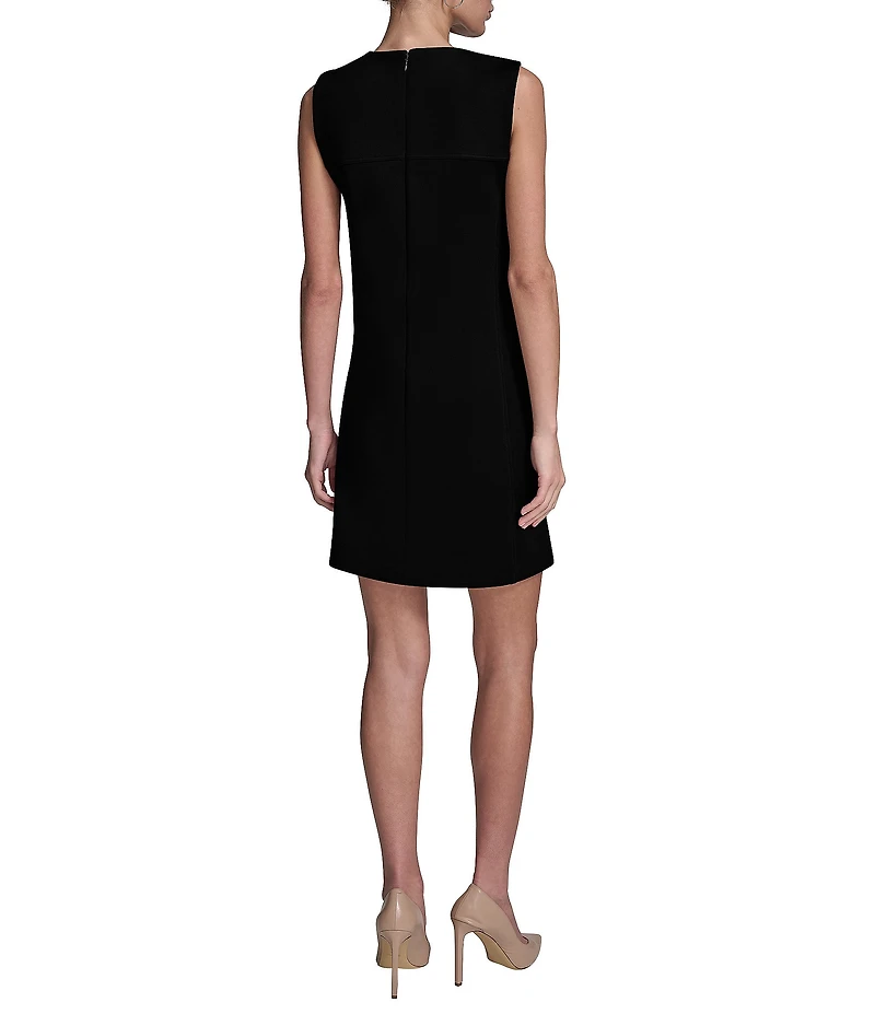 BCBG Crew Neck Sleeveless Scuba Crepe Shift Mini Dress