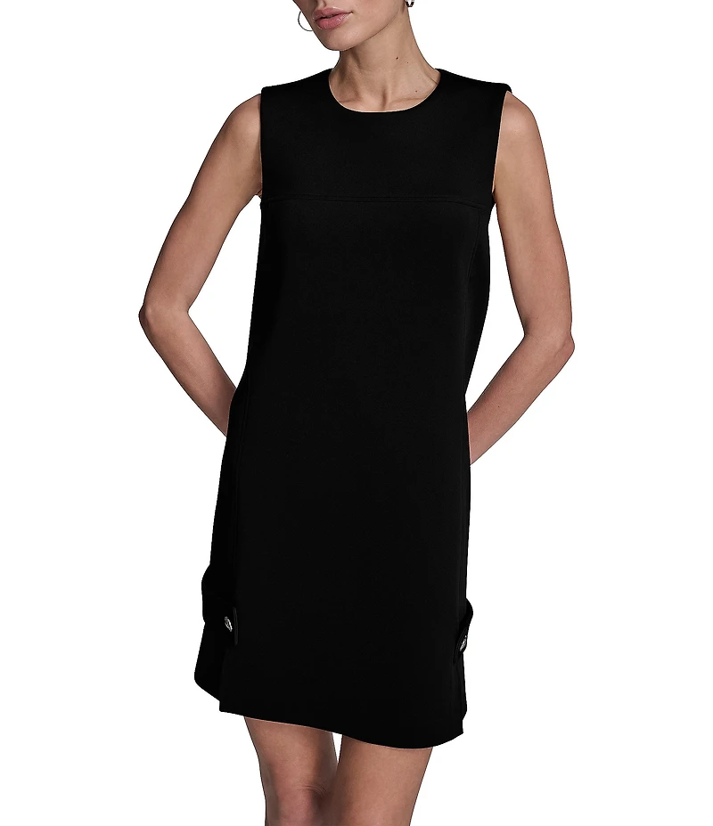 BCBG Crew Neck Sleeveless Scuba Crepe Shift Mini Dress