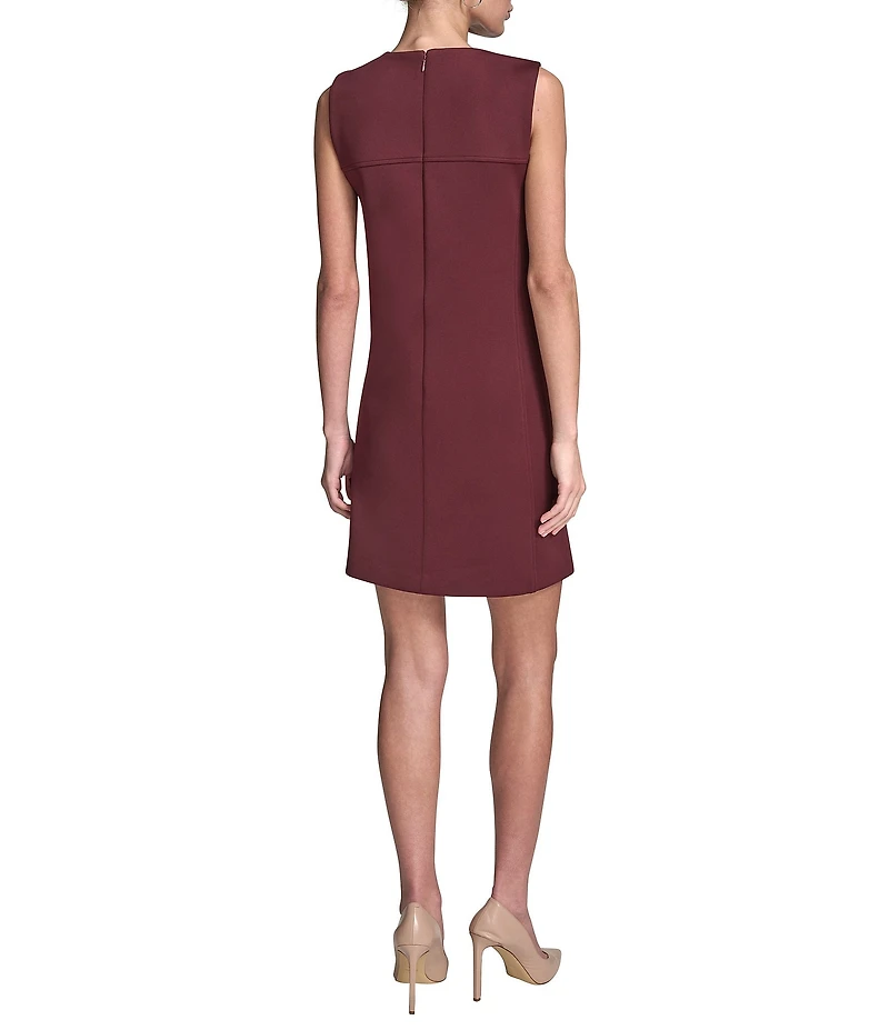 BCBG Crew Neck Sleeveless Scuba Crepe Shift Mini Dress