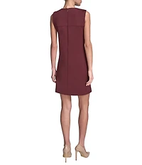 BCBG Crew Neck Sleeveless Scuba Crepe Shift Mini Dress