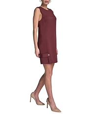 BCBG Crew Neck Sleeveless Scuba Crepe Shift Mini Dress
