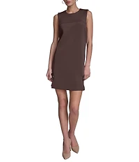 BCBG Crew Neck Sleeveless Scuba Crepe Shift Mini Dress